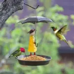 Hanging Umbrella Girl Bird Feeder Garden Decor - Image 9