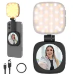 Magnetic Selfie Light for MagSafe iPhone – Rechargeable LED Fill Light with Mirror & Adjustable Color Modes