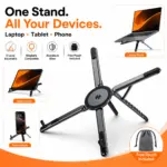 3-in-1 Magnetic Aluminum Stand – Foldable Laptop, Tablet & Phone Desk Stand