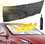 Car Windshield Sun Shade Umbrella – Foldable UV Protection Cover with 360° Adjustable Handle