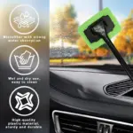Car Window Cleaner Kit – Extendable Glass Wiper with Washable Microfiber Pads - Image 4